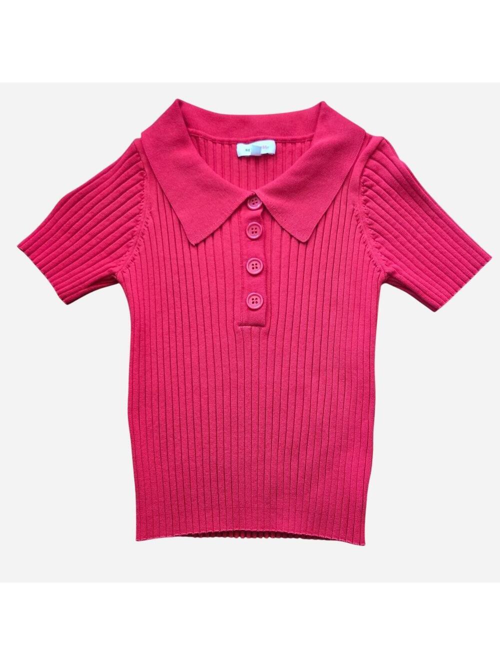 Better Be Red Ribbed Polo Top